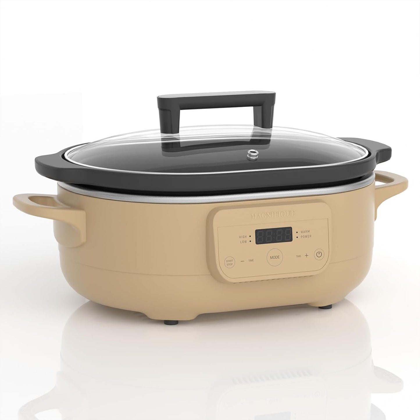 MAGNIFIQUE 6 Quart Programmable Slow Cooker Removable Healthy Nonstick Pot - Small Kitchen Appliance for Family Dinners - Serves 6+ People - Heat Settings: Keep Warm Brown Sugar