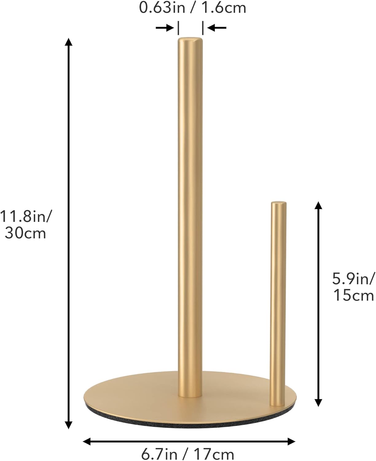 Paper Towel Holder Gold, Premium Stainless Steel Kitchen Roll Dispenser, Countertop Roll Organizer