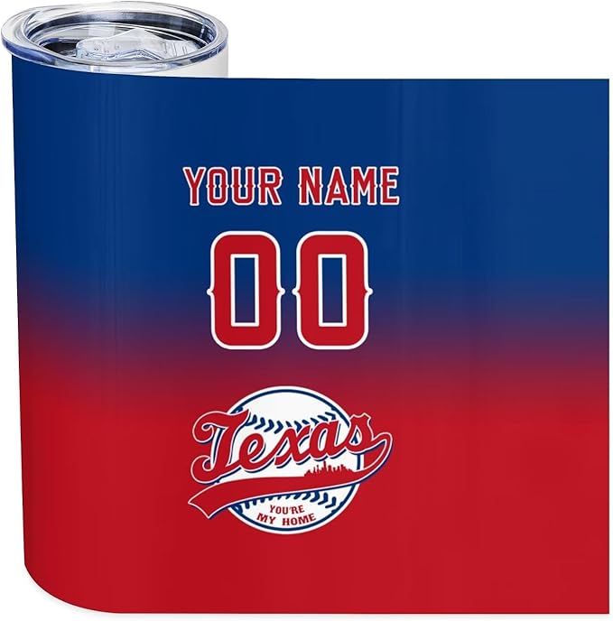 Custom Tumbler Stainless Steel Cup Personalized Baseball Vacuum Insulation Travel Mug Add Your Name Number Fans Gift for Baseball Fans