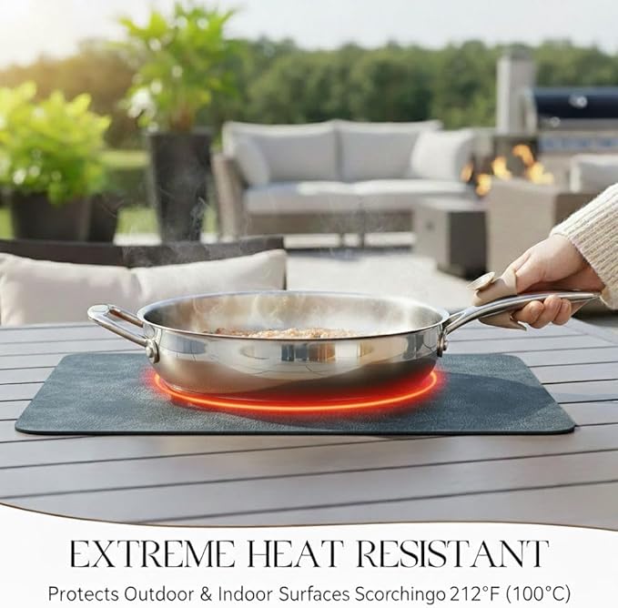 ICEDOG 12"x17" Waterproof PU Placemats - Faux Leather Heat-Resistant & Reversible Table Mats | Oil-Proof, Non-Slip for Kitchen, Dining, Outdoor BBQ (6, Bule)