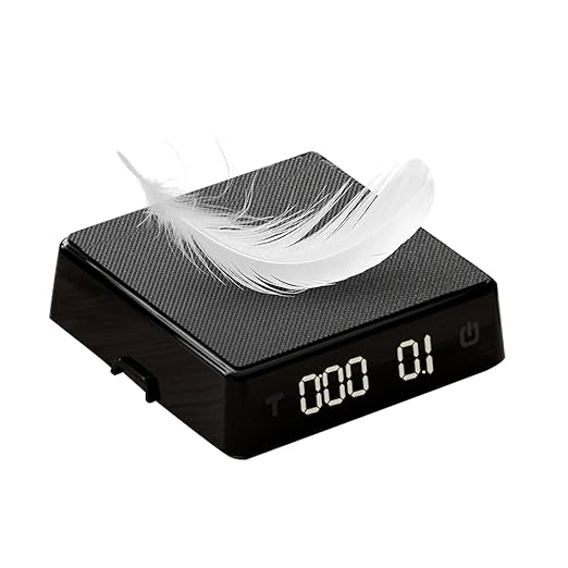 Coffee Scale PRO - 0.1g Precision Digital Rechargeable Espresso Scale with Timer, LED Hidden Screen, Portable Compact for Coffee Beans, Grounds, Baking & Food, Spill-Free Notched Lid for Easy Pouring