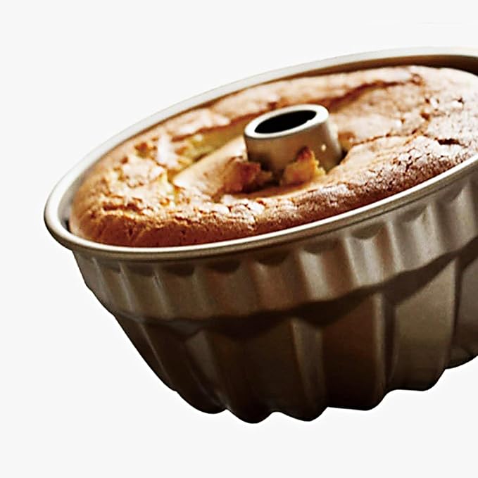 7 Inch Nonstick Bundt Cake Pan for 6 Quart Instant Pot, Heavy-Duty Fluted Tube Pan, Champagne Gold Kugelhopf Mold for Oven