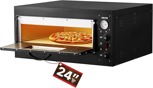 VEVOR Pizza Oven Electric, 24" Commercial Countertop Pizza Oven, 842°F Max Temp, 4200W Indoor Pizza Maker with Thermometer, Dual Temp Control Knob, Even Heat Pizza Cooker for Restaurant and Home Use