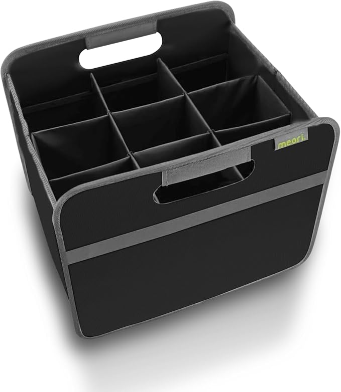 meori Black Foldable Wine Carrier 9 Slot Lava Collapsible Storage Tastings Grocery Shopping Car Bottles Milk Soda Beer B100339