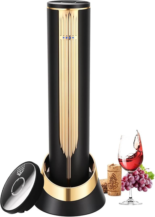 Electric Wine Bottle Opener with Charging Base & Built-in Foil Cutter – Rechargeable Intelligent Touch-Activated Automatic Corkscrew – Luxury Christmas Wine Gifts for Women, Men, Seniors