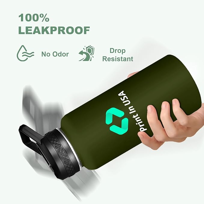 Personalized Custom Print in USA Water Bottle 100Pcs 32oz Stainless Steel Double Wall Coffee Cup with Lid & Straw Insulated Tumbler with Colorful Text Logo Photo