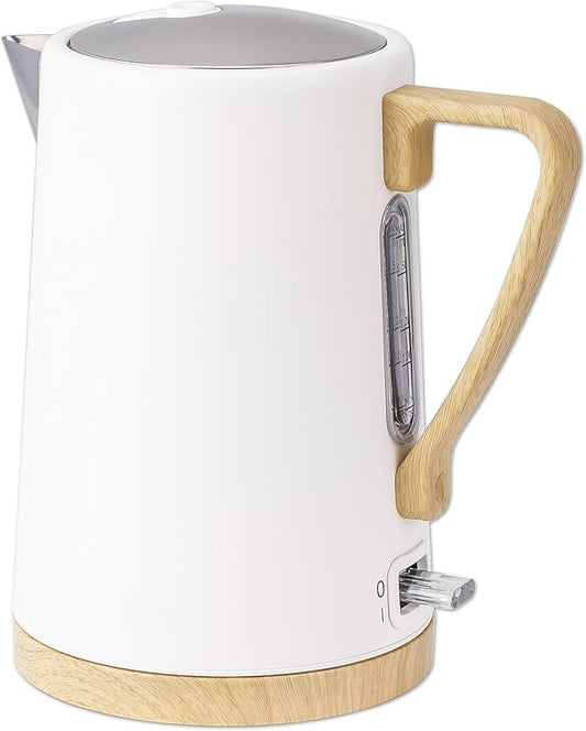 1.7L 1500W Wide Mouth Electric Kettle - Stainless Steel Interior - Rapid-Boil - Auto Shut-Off, Boil-Dry Protection, Cool-Touch, LED Indicator - White by The Display Guys