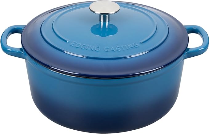 Enameled Cast Iron Dutch Oven Pot With Lid for Cooking, Bread Baking, Bread Oven, 5.5 Quart, Lake Blue