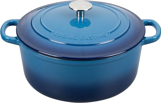 Enameled Cast Iron Dutch Oven Pot With Lid for Cooking, Bread Baking, Bread Oven, 5.5 Quart, Lake Blue