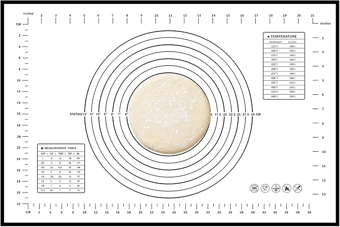 Dough Mat Silicone Baking Mats for Rolling Pastry,Kneading Sheet Sourdough Bread Baking Supplies Black 24x16"