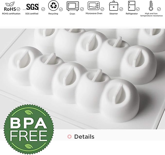 OCPO KITCHEN Eclair Silicone Mold for Baking Mousse Cake, French Dessert, Pastry, Chocolate, Ice Cream, Cake Decoration Mold, 3D Long Strip Flower Shape (6-Cavity)