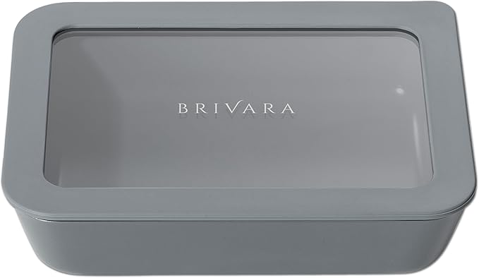 Ceramic Coated Glass Food Storage Container | No PTFE, PFOA, PFAS, and BPA | Reusable Non Toxic Meal Prep Container with Glass Lid | Easy To Store | 3 Cup Rectangle [Smoke]