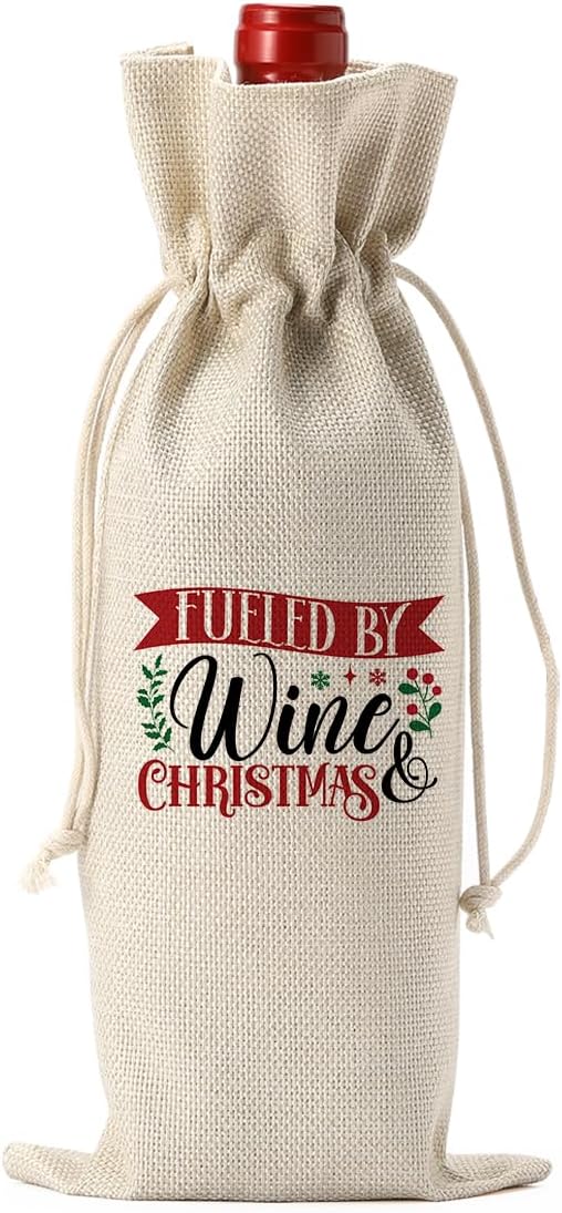 FBCCZEY Christmas Wine Bag Merry Christmas Wine Bottle Gift Bags With Drawstring Xmas Party Decorations Gifts for New Year Holiday Wedding Parties Fueled By Bottle Wraps Bags