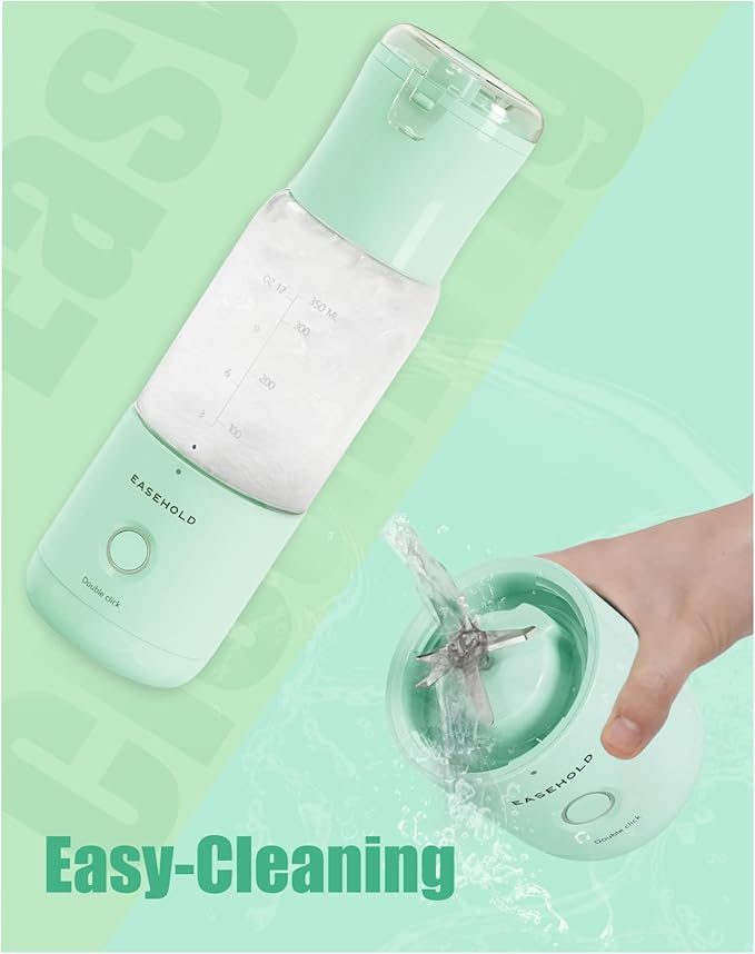EASEHOLD Portable Personal Blender for Smoothies Shakes, Fresh Juice Mini Fast Blender on the go with 6 Blades, Rechargable Single BPA Free for Sport, Kitchen, Travel,Camping (Green)