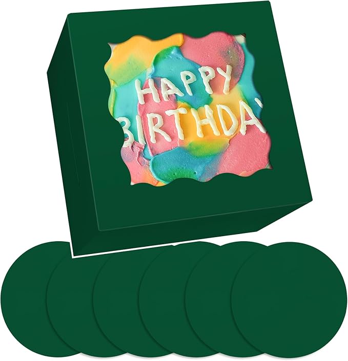 Bakepacker 36pcs 6x6x5 Inch Cake Boxes with Window - 18-Pack Green, Includes Cake Boards