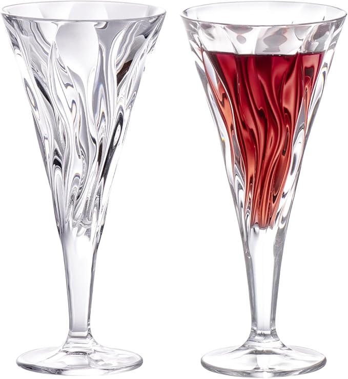 KAMMAK Wine Glasses Set of 2, 7.8 oz Hand Blown Crystal Bordeaux Wine Glasses, Thin Rim & Long Stem, Perfect for Red & White, Daily Use, Wedding Anniversary or Birthday Gift with Gift Box, Bamboo