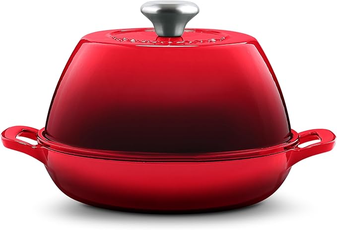 Signature Enameled Cast Iron Sourdough Bread Oven | Non-Stick with Tight Fitting Lid for Perfect Baking and Bread Making | 6QT Round Oven With Lid [Red]