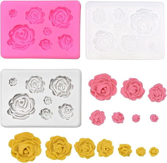 3PCS Rose Flowers silicone molds Cake Chocolate Mold wedding Cake Decorating Tools Fondant Sugarcraft Cake Molds