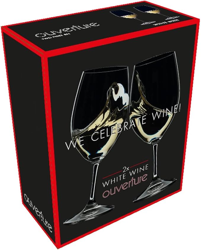 Riedel Personalized Ouverture White Wine Glasses, Set of 2 Custom Engraved 10oz Crystal Wine Glasses for Chardonnay, Pinot Grigio, Gift for Wine Lovers
