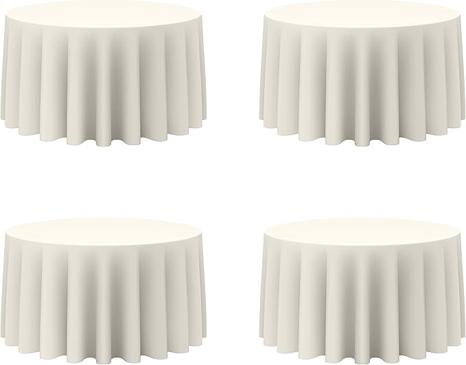 BRILLMAX 4 Pack Ivory Round Tablecloths 120 Inch - Circle Bulk Linen Polyester Fabric Washable Table Cloth Cover for Wedding Reception Banquet Birthday Party Buffet Restaurant
