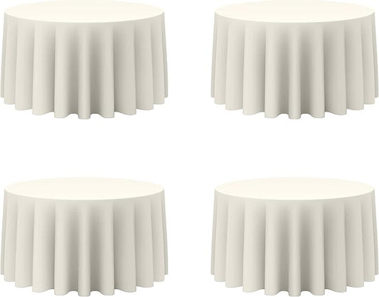 BRILLMAX 4 Pack Ivory Round Tablecloths 120 Inch - Circle Bulk Linen Polyester Fabric Washable Table Cloth Cover for Wedding Reception Banquet Birthday Party Buffet Restaurant