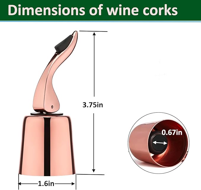 Stainless Steel Wine Bottle Stoppers with Silicone - Reusable Wine Freshness Keep,Wine Bottle Sealer Stopper, Ideal Wine Saver Accessory Gift (RoseGold2 Pack)