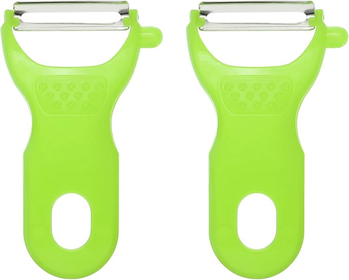 uxcell 2pcs Vegetable Peeler Set, 4.5 Inch Stainless Steel Potato Peeler for Apple Fruits Green