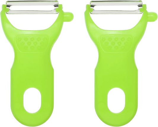 uxcell 2pcs Vegetable Peeler Set, 4.5 Inch Stainless Steel Potato Peeler for Apple Fruits Green