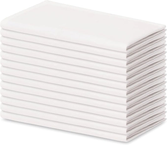 Blue Needles Solid Cloth Napkins Set of 12 White 100% Cotton Dinner Napkins 18x18 inches - Soft, Reusable, Absorbent & Washable Fall Thanksgiving Linen, Ideal for Events, Parties & Everyday Use