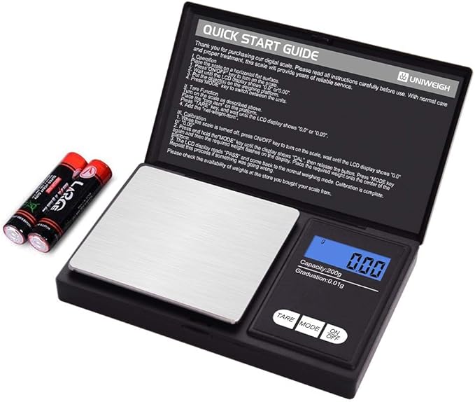 Gram Scale,200 gx0.01 g(7.05 oz x 0.001 oz) Digital Pocket Scale,Electronic Smart Weigh Scale,Portable Small Jewelry Scale Grams and Ounces,Mini Scale with LCD Display,Tare (UA200)