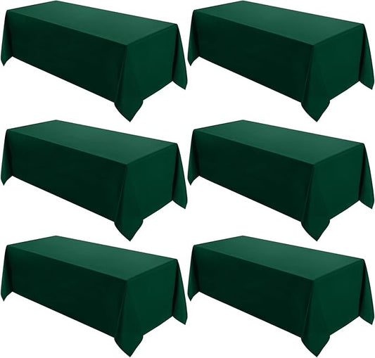 VidaFete Tablecloth 6 Pack 90 * 132inch Rectangle Table Cloth Polyester, Stain Wrinkle Resistant Polyester Dining Table Cover for Kitchen Dinning Party Wedding Rectangular Buffet Decoration(Green)