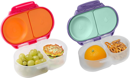 b.box Snack Box (2-pack) Reusable Snack Containers with Lids – Bento Box for Kids & Toddlers, Leakproof Lunch Box, BPA-Free and Dishwasher Safe Snack Container (S'shake + Lilac Pop, 1 3/4 Cup)