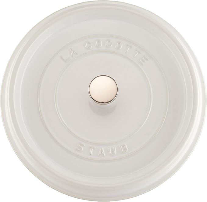 STAUB Cast Iron Dutch Oven 5.5-qt Round Cocotte, Made in France, Serves 5-6, White