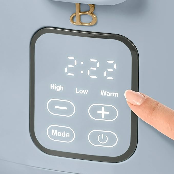 Beautiful 4-Qt Programmable Slow Cooker with Hinged Locking Lid & Touch Display – 3 Heat / 4 Timer Settings (Cornflower Blue)