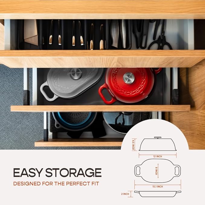 Enameled Cast Iron Dutch Oven for Professional Sourdough Bread Baking | 5.5 Quart Loaf Size Oval Cookware Pot with Lid | Triple-Layer Enamel Coating Pan with Non Stick Silicone Mat | Gray