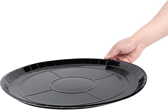 Restaurantware-Eco Pie 16 Inch Paper Pizza Trays, 50 Round Pizza Pans - Oven-Ready, Microwavable, Black Paper Pan For Medium-Sized Pizzas, For Baking, Cooking, Bread, Meat, Or Pies