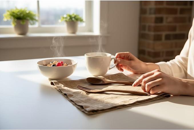 Hemstitched Linen Napkins – 20 Inch x 20 Inch – Stonewashed Pure Linen Cloth Dinner Napkins with Mitered Corners - 100% French Flax – Machine Washable - Set of 4 (Caramel)