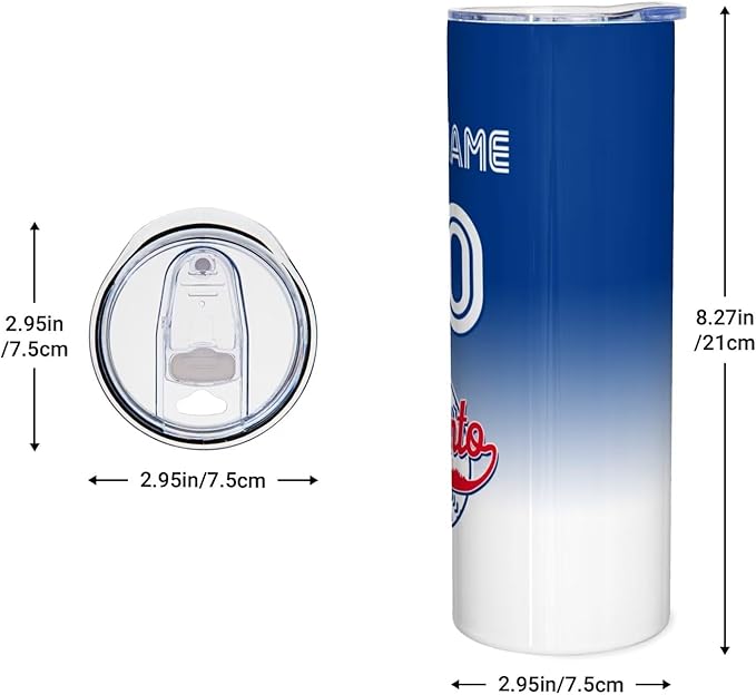 Custom Tumbler Stainless Steel Cup Personalized Baseball Vacuum Insulation Travel Mug Add Your Name Number Fans Gift for Baseball Fans