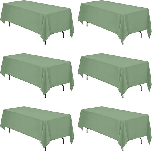 BRILLMAX 6 Pack Sage Green Tablecloths 70 x 120 Inch for 6ft or 8ft Rectangle Tables - Rectangular Bulk Linen Polyester Fabric Washable Cloth Cover for Wedding Reception Banquet Birthday Party