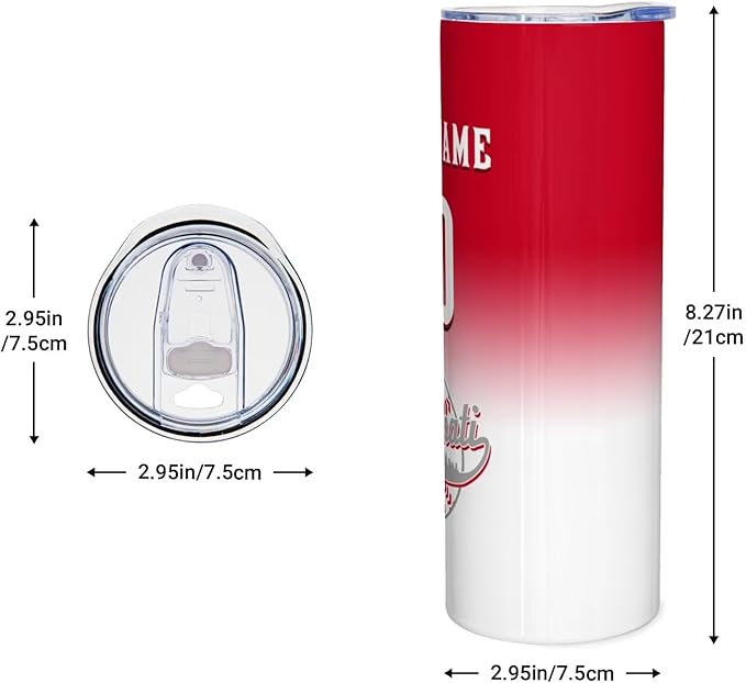 Custom Tumbler Stainless Steel Cup Personalized Baseball Vacuum Insulation Travel Mug Add Your Name Number Fans Gift for Baseball Fans