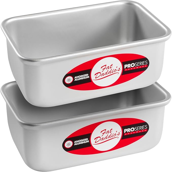 Fat Daddio's BP-5640-2PK Anodized Aluminum Bread Loaf Pan, 5.5 x 3.125 x 2.375 inch, Set of 2