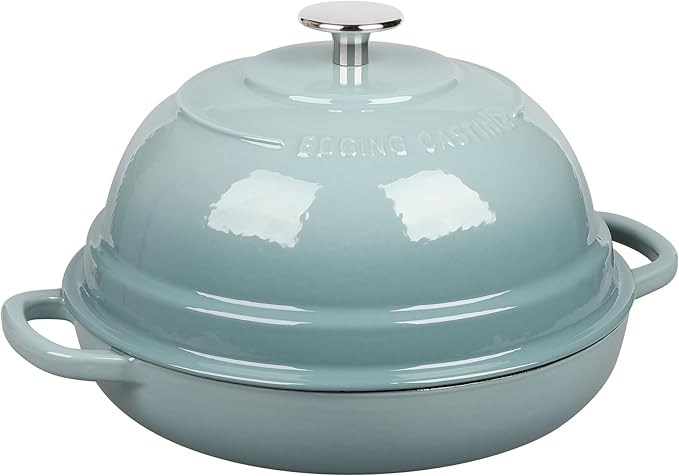 Enameled Cast Iron Dutch Oven Pot with Lid, Round Bread Oven for Homemade Sourdough Bread Baking, 6 Quart, Seasalt