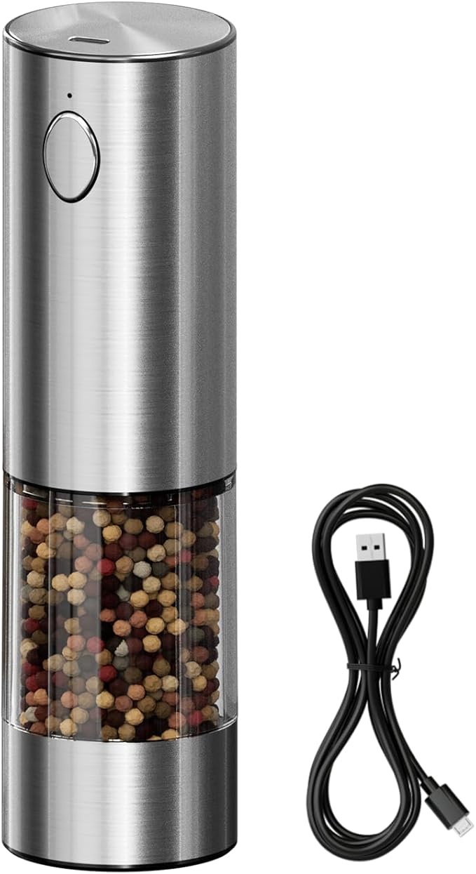 Electric Salt or Pepper Grinder Set, One-handed Operation Salt and Pepper Mills with LED Light