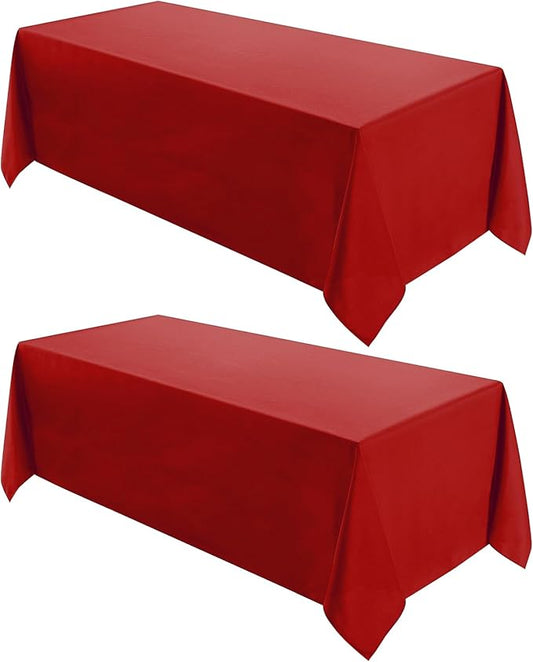 VidaFete Tablecloth 2 Pack 90 * 132inch Rectangle Table Cloth Polyester, Stain Wrinkle Resistant Polyester Dining Table Cover for Kitchen Dinning Party Wedding Rectangular Buffet Decoration(Red)