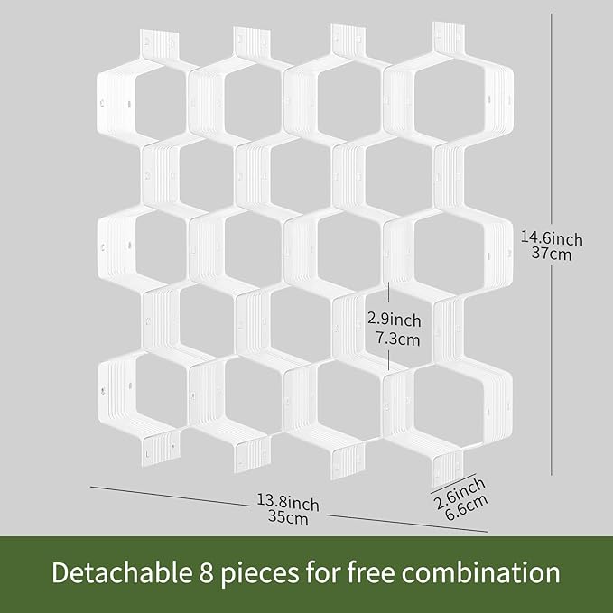 Honeycomb Separator Adjustable Drawer Organizer Divider for Underwear Belt-Scarf Socks Organizer (White(2pcs))