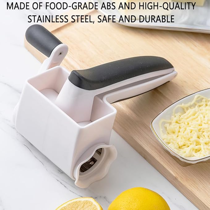 Cheese grater with handle, rotary cheese grater with 3 stainless steel Drums and 2 cheese tools and cleaning brush, ergonomically designed, can be used to grate Parmesan cheese, chocolate, nuts, etc