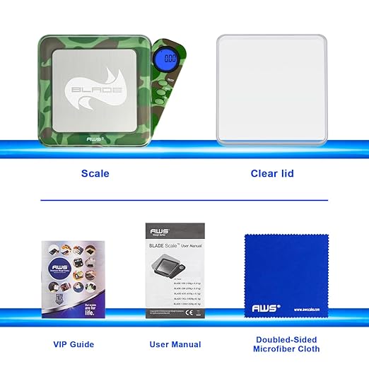 American Weigh Scales 200g x 0.01g Digital Pocket Scale 0.01g Accuracy-Blade Series | Precision Mini Scale, Small Digital Gram Scale for Kitchen, Gold, Gems & Coin Scale, Smart Digital & Compact Scale