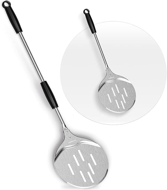 Pizza Peel & Turner, 9" Pizza Spatula with Extendable Handle (26-36" Length)