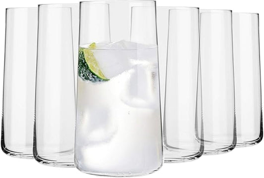 Krosno Tall Water Glasses, Set of 6, 18.3 oz, Avant-Garde Collection, Lightweight Crystal Glass, Perfect for Everyday, Dishwasher Safe, Made in Europe