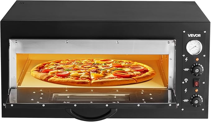 VEVOR Pizza Oven Electric, 24" Commercial Countertop Pizza Oven, 842°F Max Temp, 4200W Indoor Pizza Maker with Thermometer, Dual Temp Control Knob, Even Heat Pizza Cooker for Restaurant and Home Use